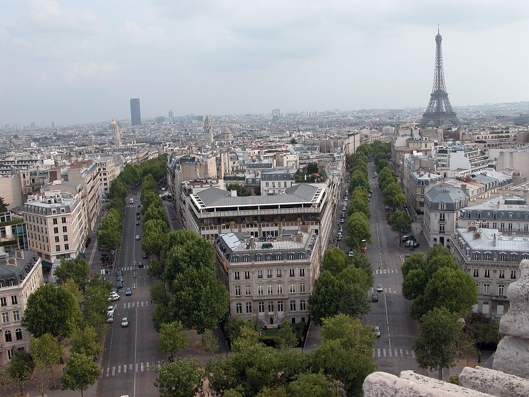 Paris 03 Arc de Triomphe View Down Av Marceau and Av d'iena Towards Montparnasse Tower and Eiffel Tower 